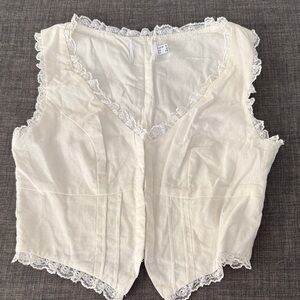 Princess Polly Cream Lace Trim Crop Top